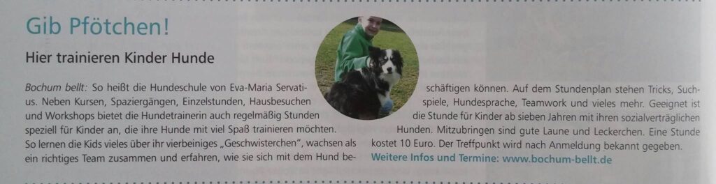 Kinder trainieren Hunde im Freien.